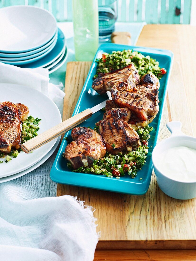 Lamb chops with lemon, herbs and garlic