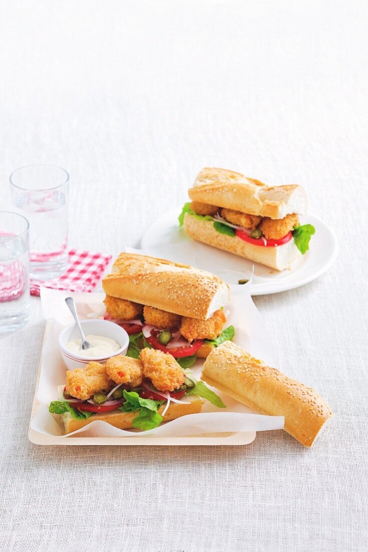 Shrimp po' boy sandwiches