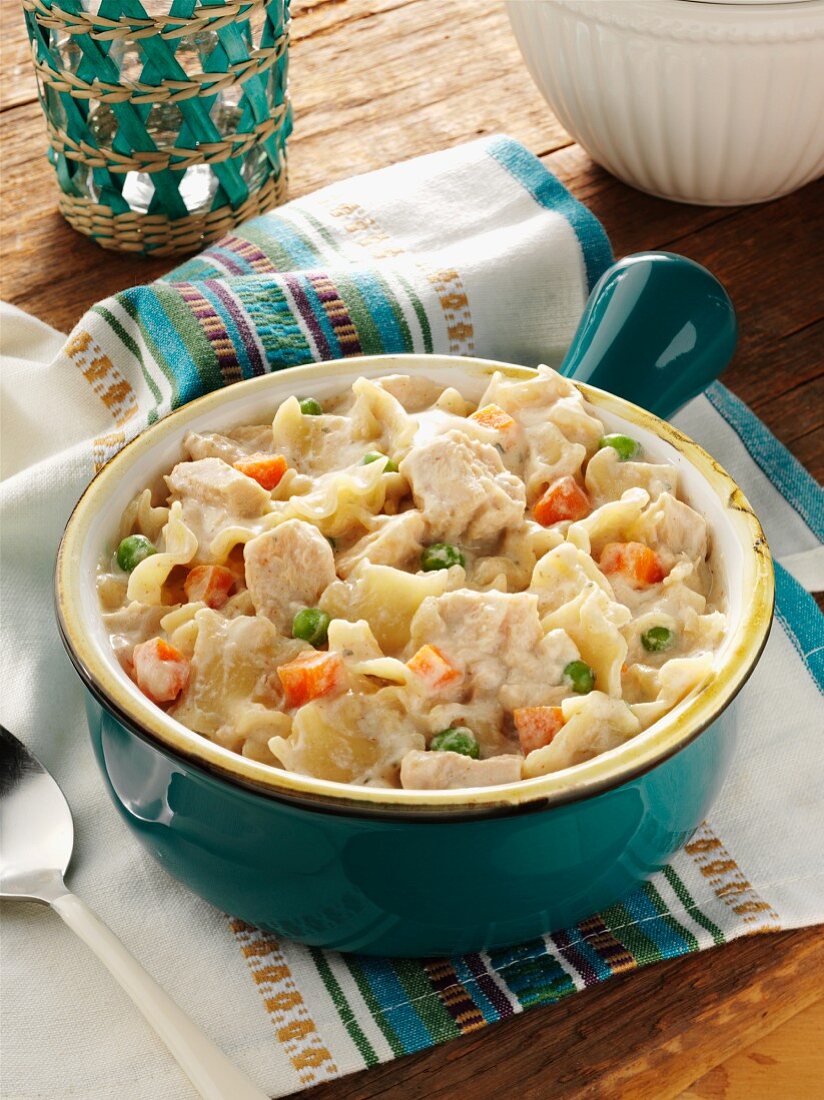Tuna noodle casserole with peas and carrots