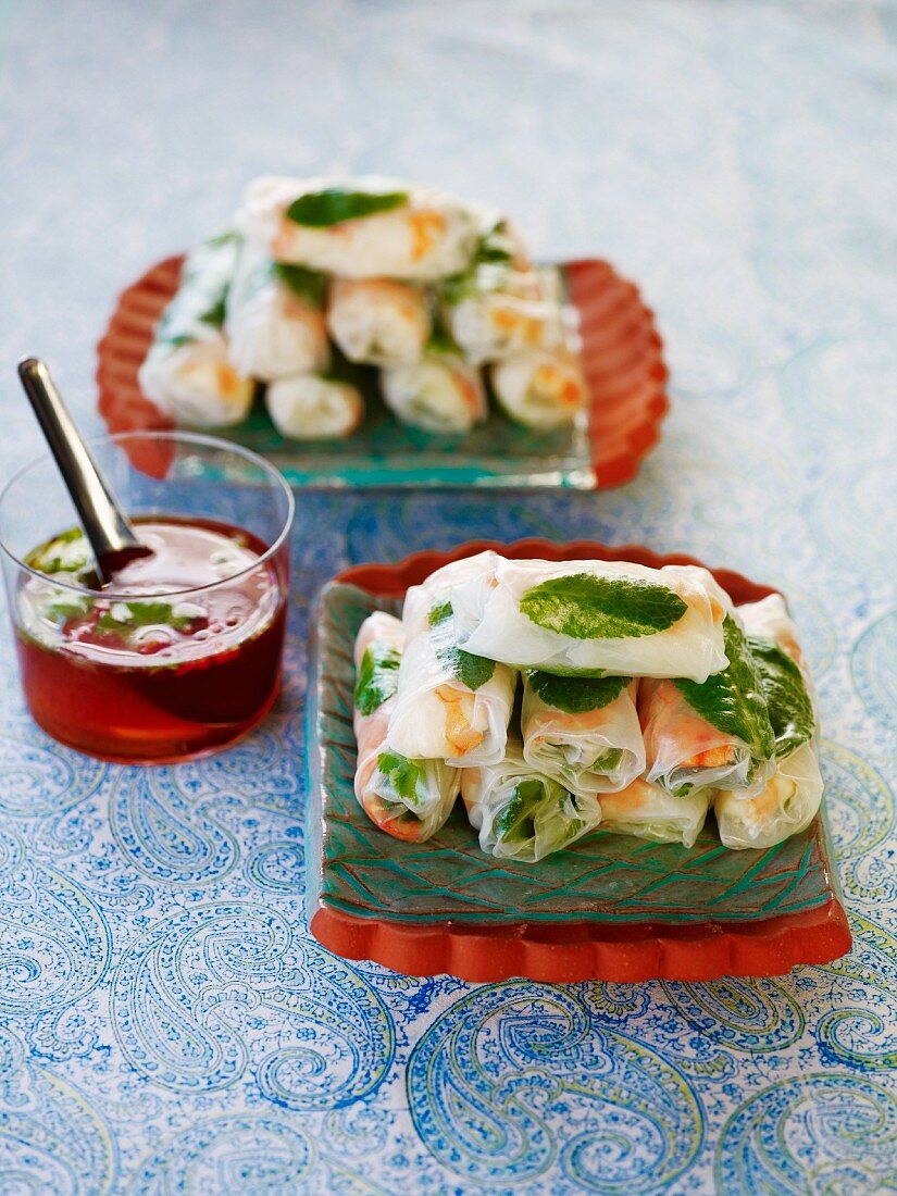 Spring rolls with prawn filling