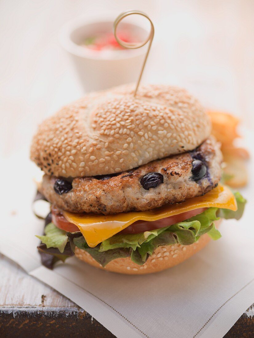 Hühnchen-Blaubeer-Burger