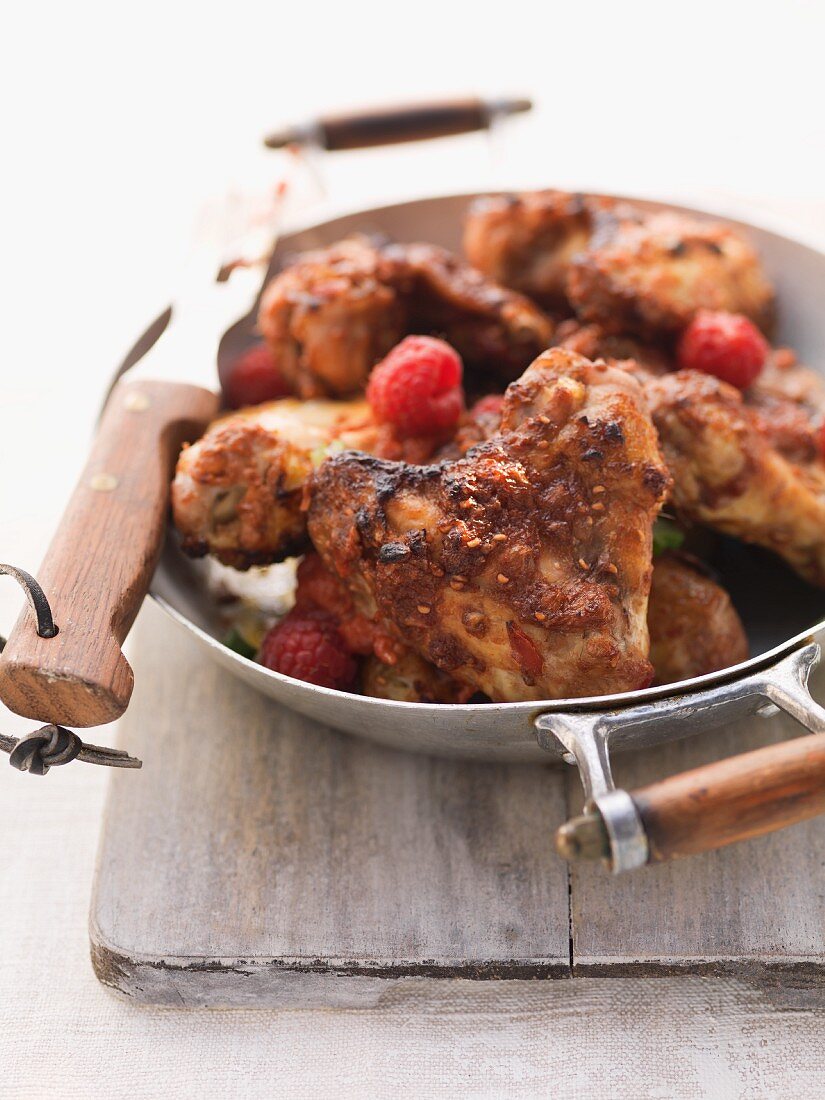 Chicken Wings mit Himbeeren