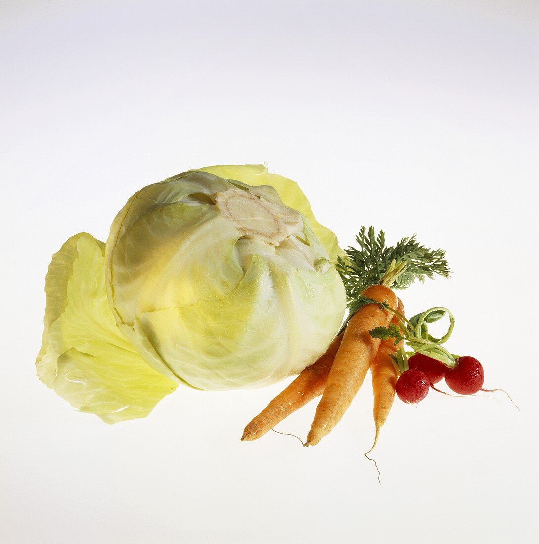 Cabbage Carrots and Radishes