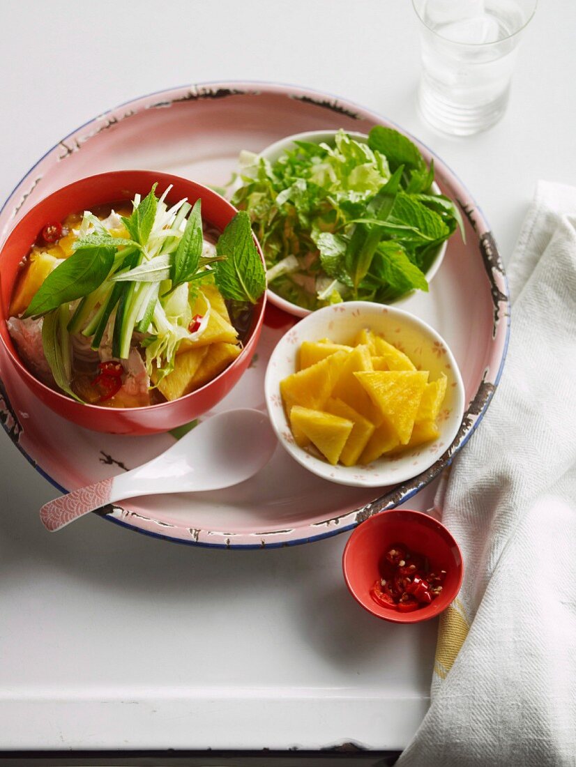 Asam laksa (rice noodle soup, Malaysia)