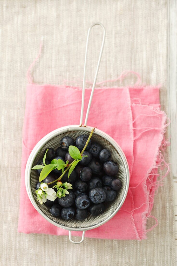 Blueberries in a sieve