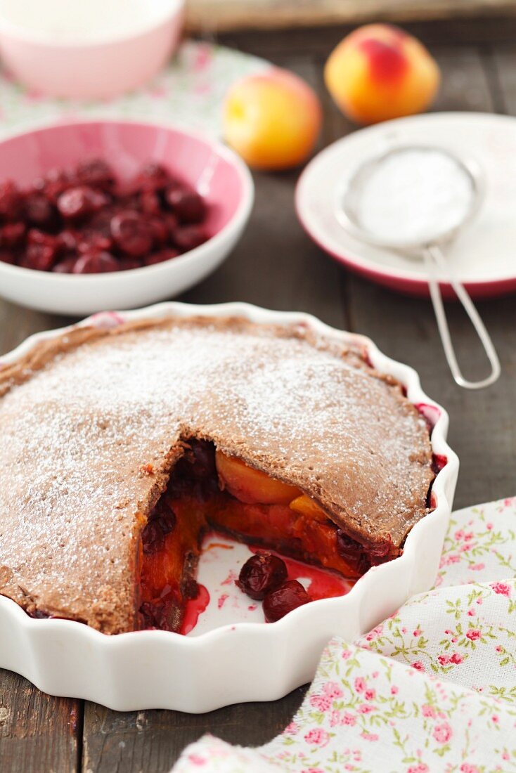 Apricots and sour cherries pie