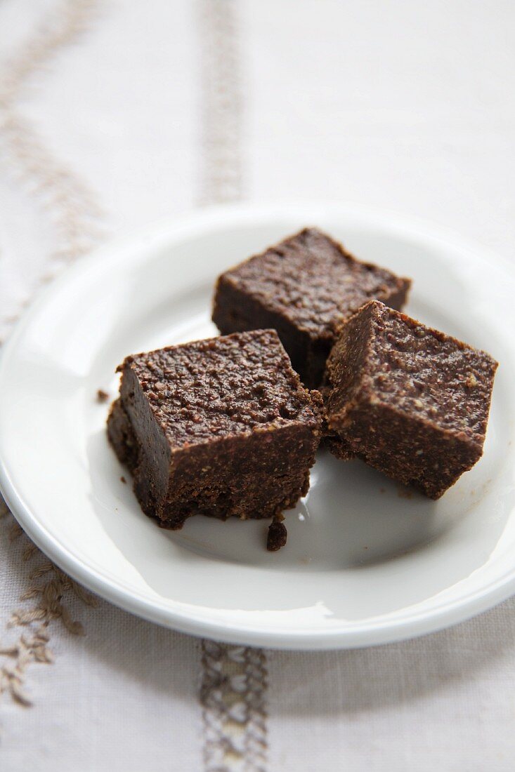 Chocolate fudge on a plate