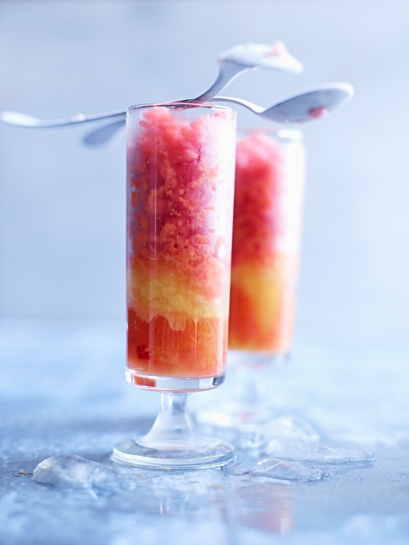 Tricoloured orange granita