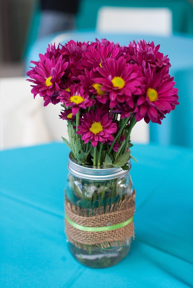 Gerber Daisies in a Jar Vase