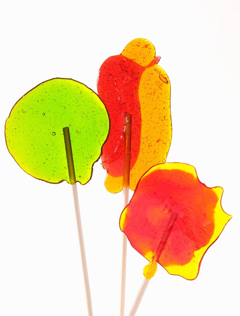 Colourful home-made lollipops