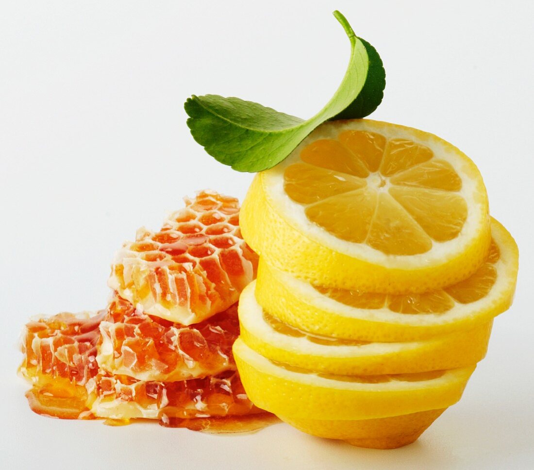 Lemon slices and honeycomb