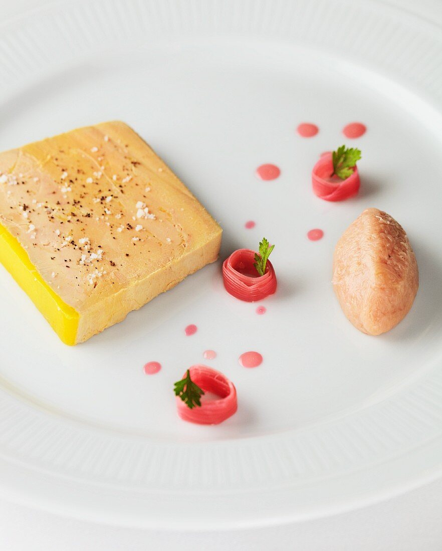 Foie gras terrine with rhubarb and ginger chutney
