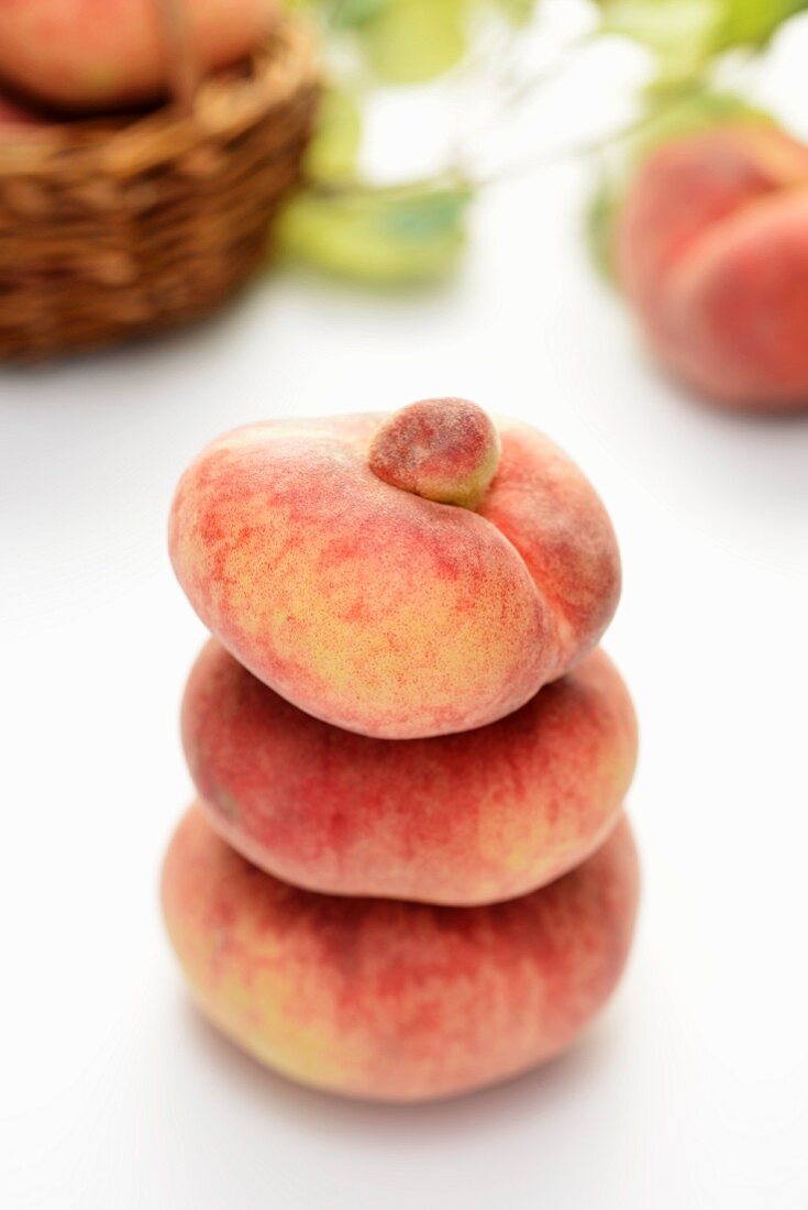 A stack of vineyard peaches