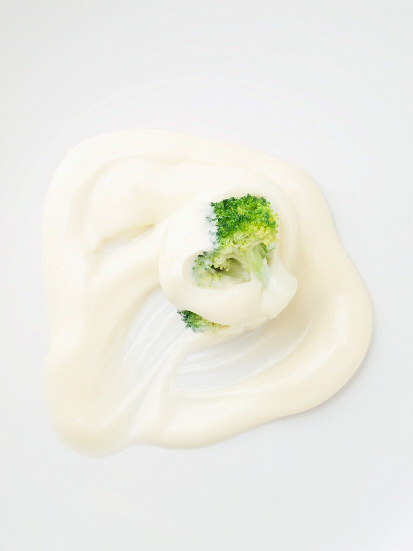 Cooked broccoli with mayonnaise
