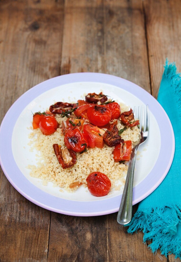 Couscous with three types of tomato