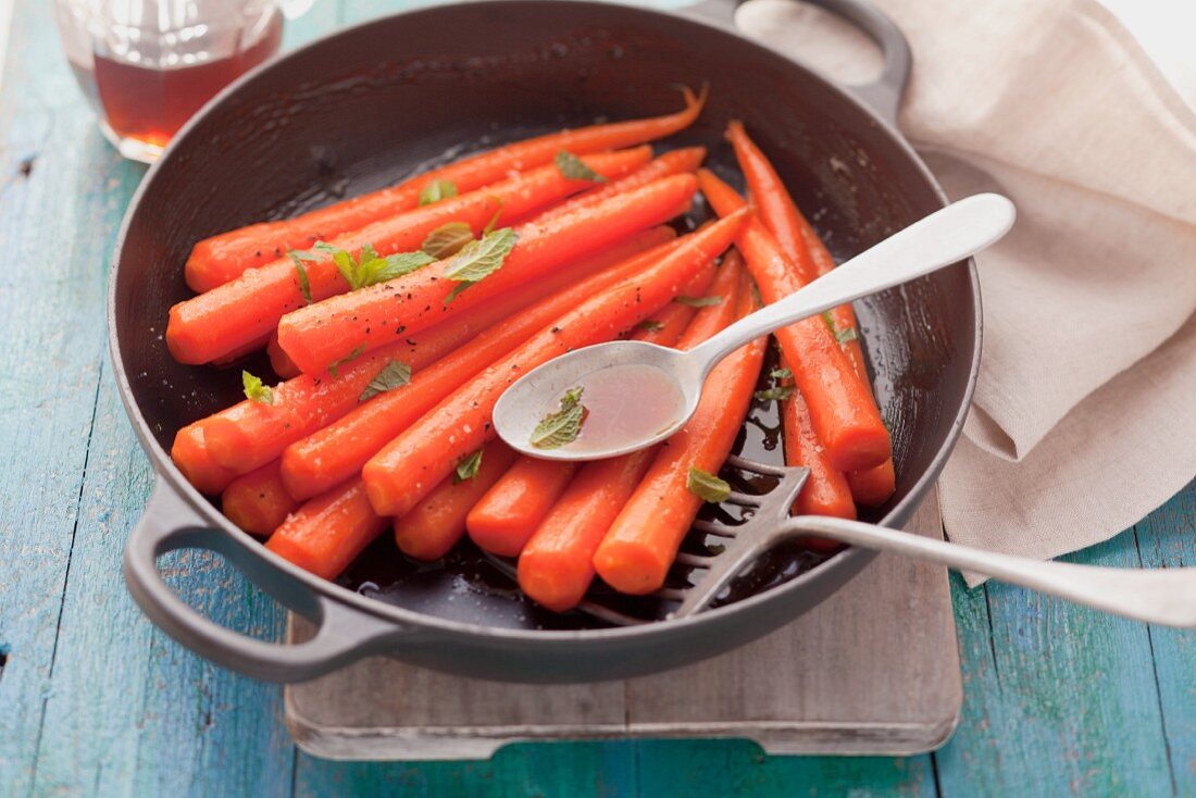 Carrots glazed with maple syrup