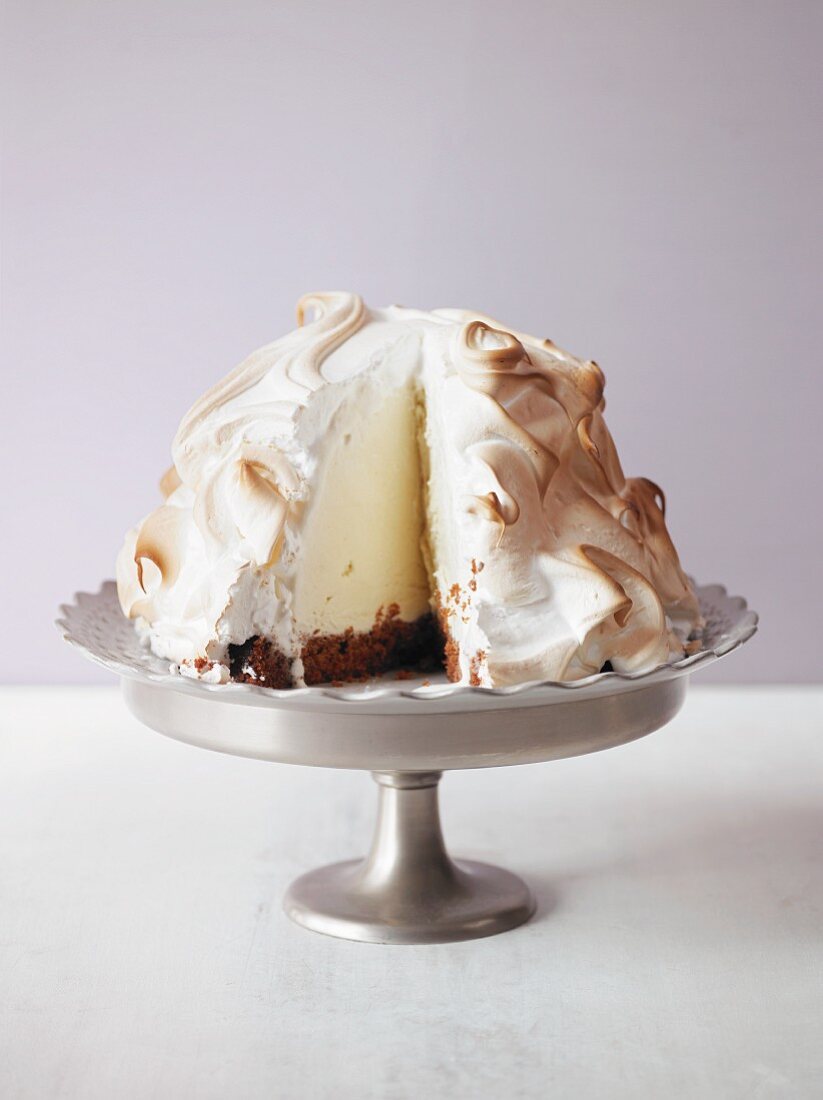 Baked Alaska (ice cream coated in meringue)