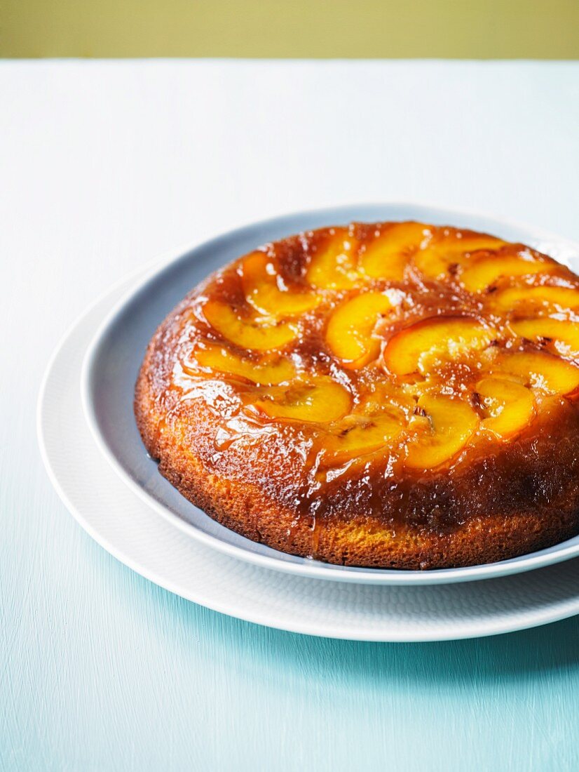 Peach & saffron upside-down cake