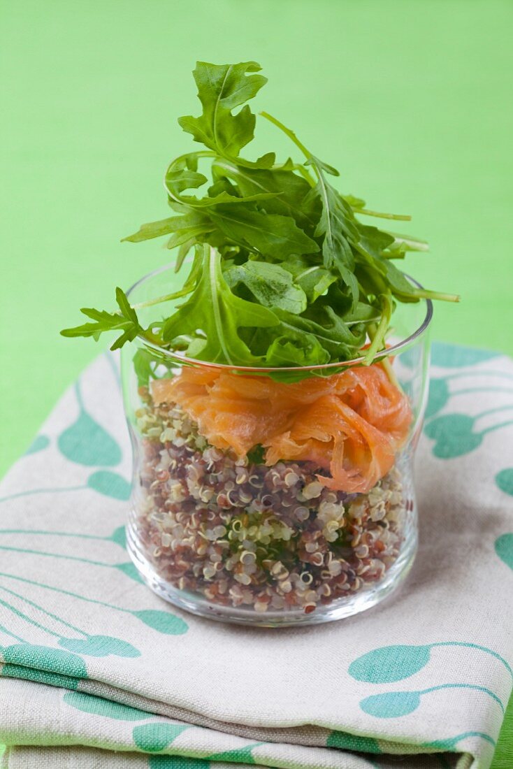 Quinoa salad with smoked salmon and rocket