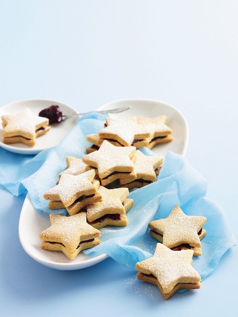 Almond and cherry jam biscuits