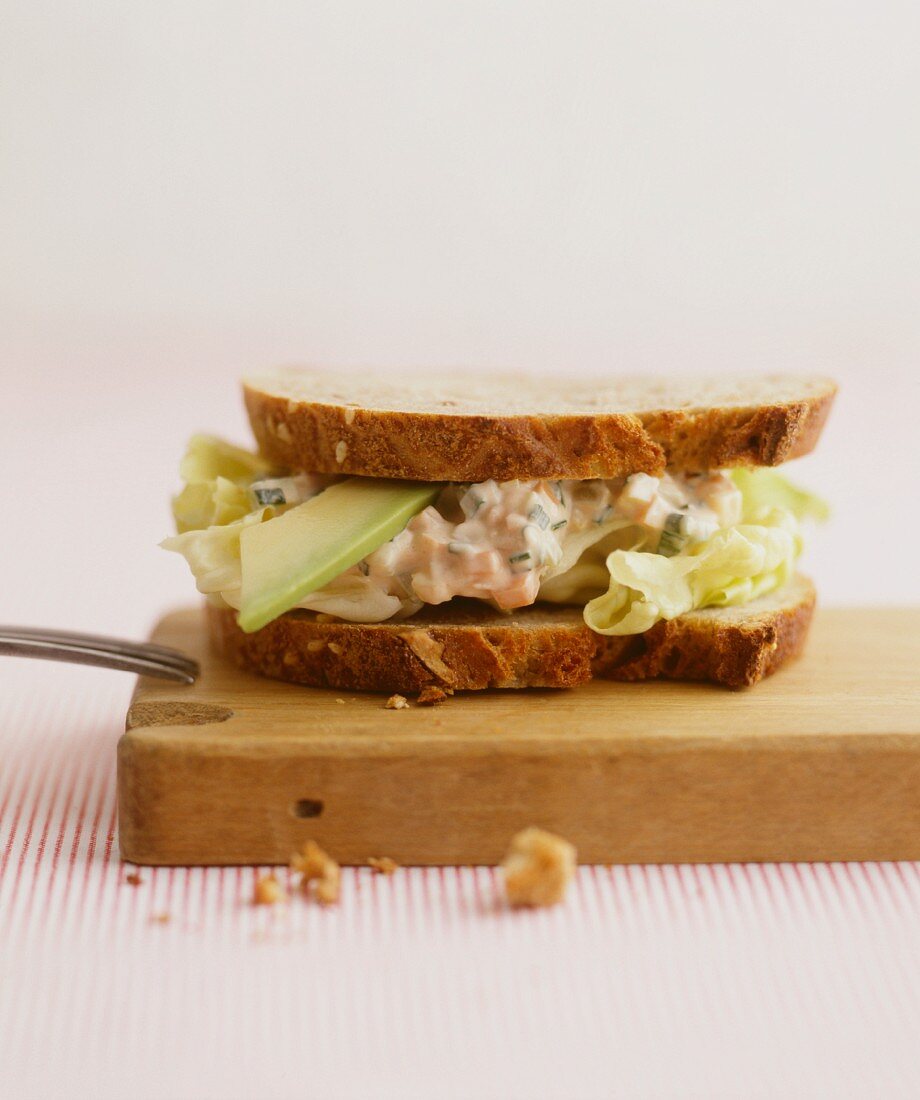 Sandwich with avocado and egg salad
