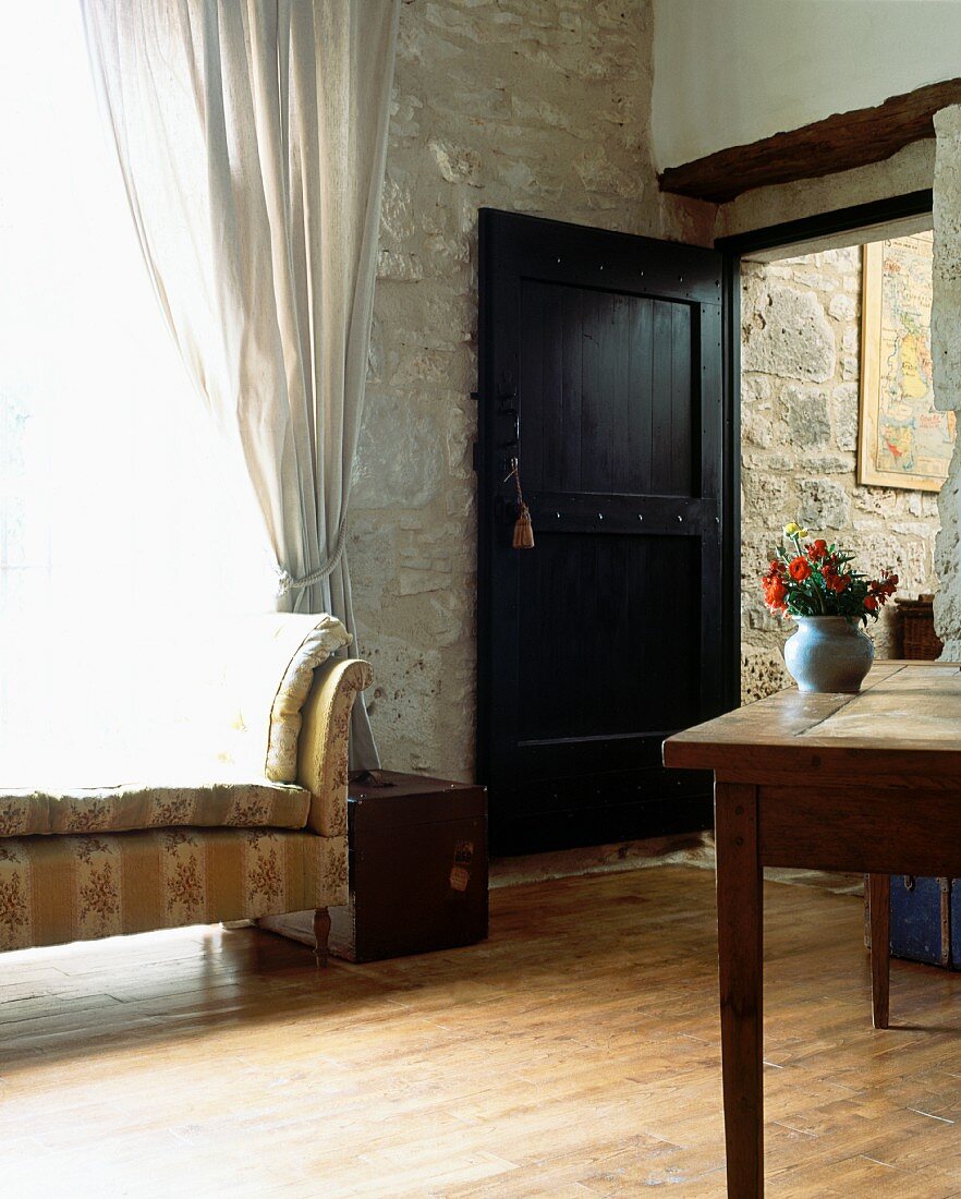 Room Entrance ina traditional french stone country house