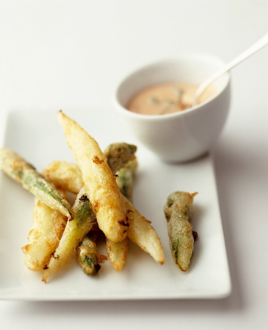 Deep-fried asparagus