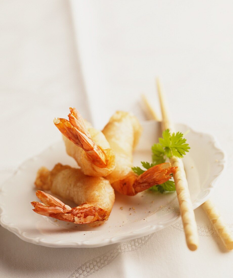 Deep-fried prawns