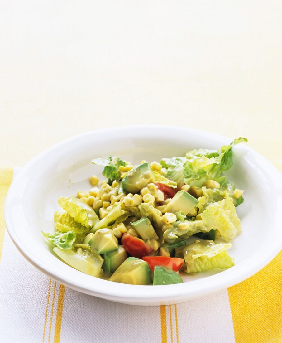 Romaine, avocado and corn salad