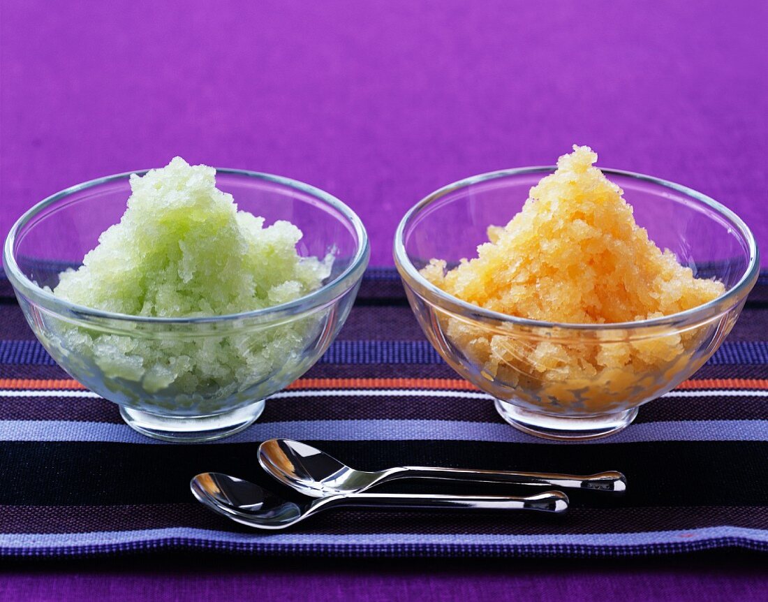 Two melon granitas