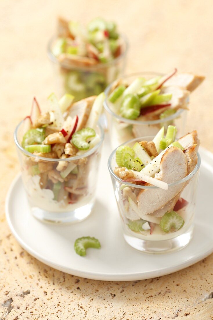 Waldorf salad with chicken and walnuts