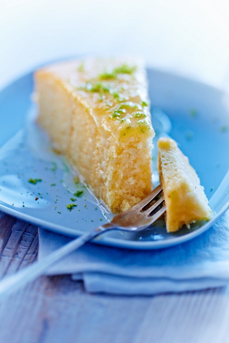 A slice of lemon cake