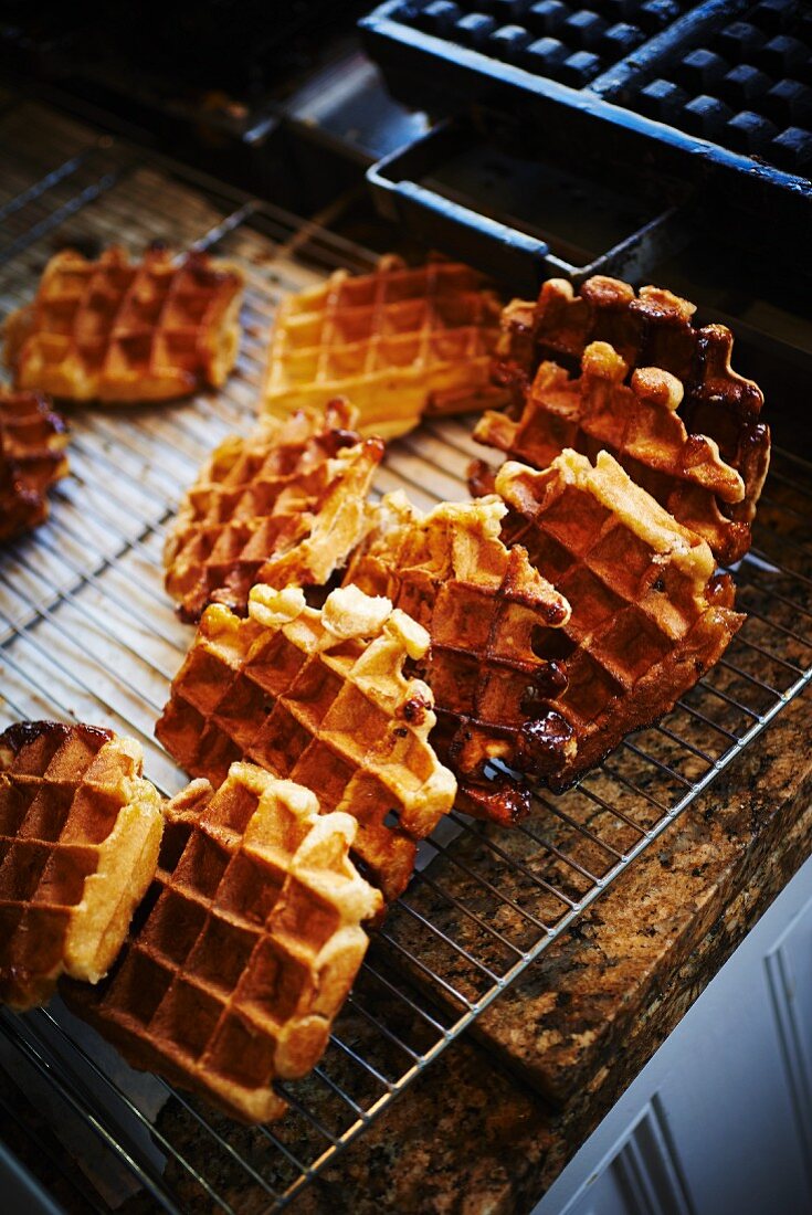 Waffles on a wire rack