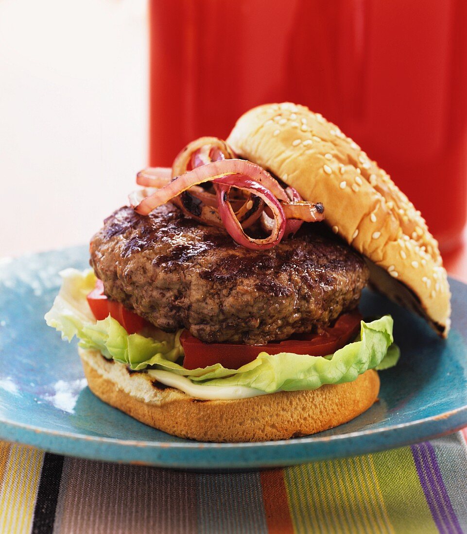 Hamburger with red onions