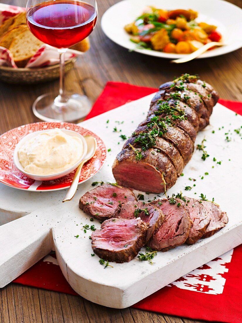 Roast beef with horseradish mayonnaise for Christmas