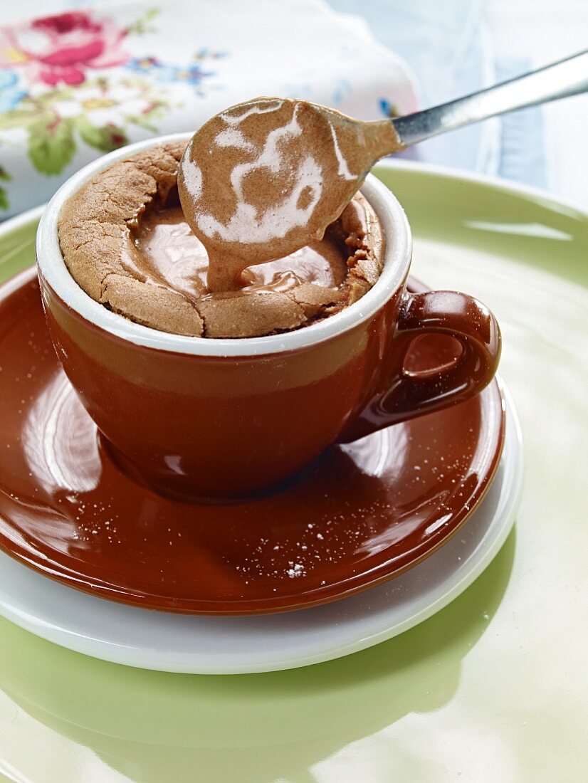 Chocolate cake in an espresso cup