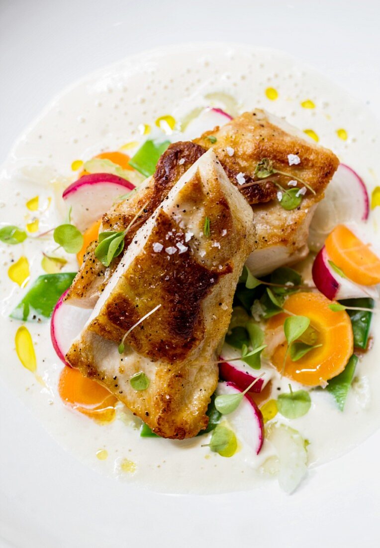 Chicken breast with carrot radish sauce