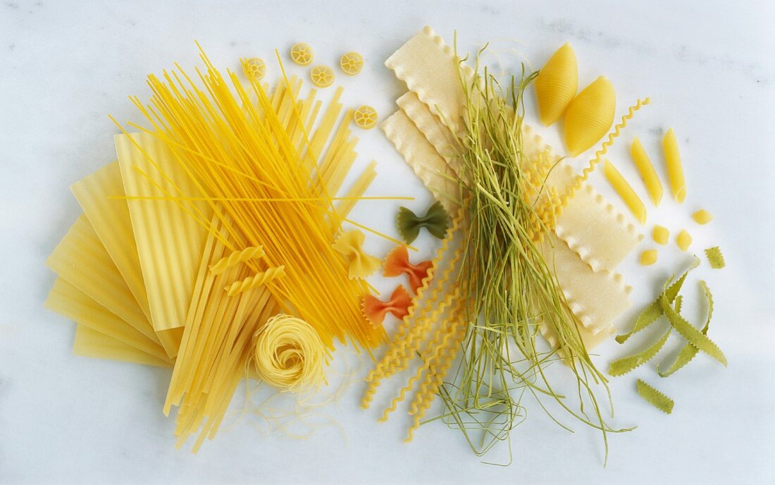 Assorted types of pasta (view from above)