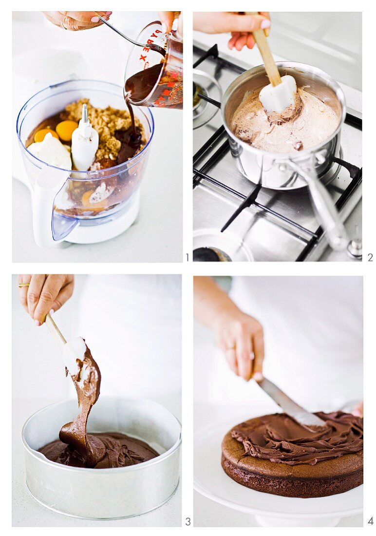 Chocolate cake being made