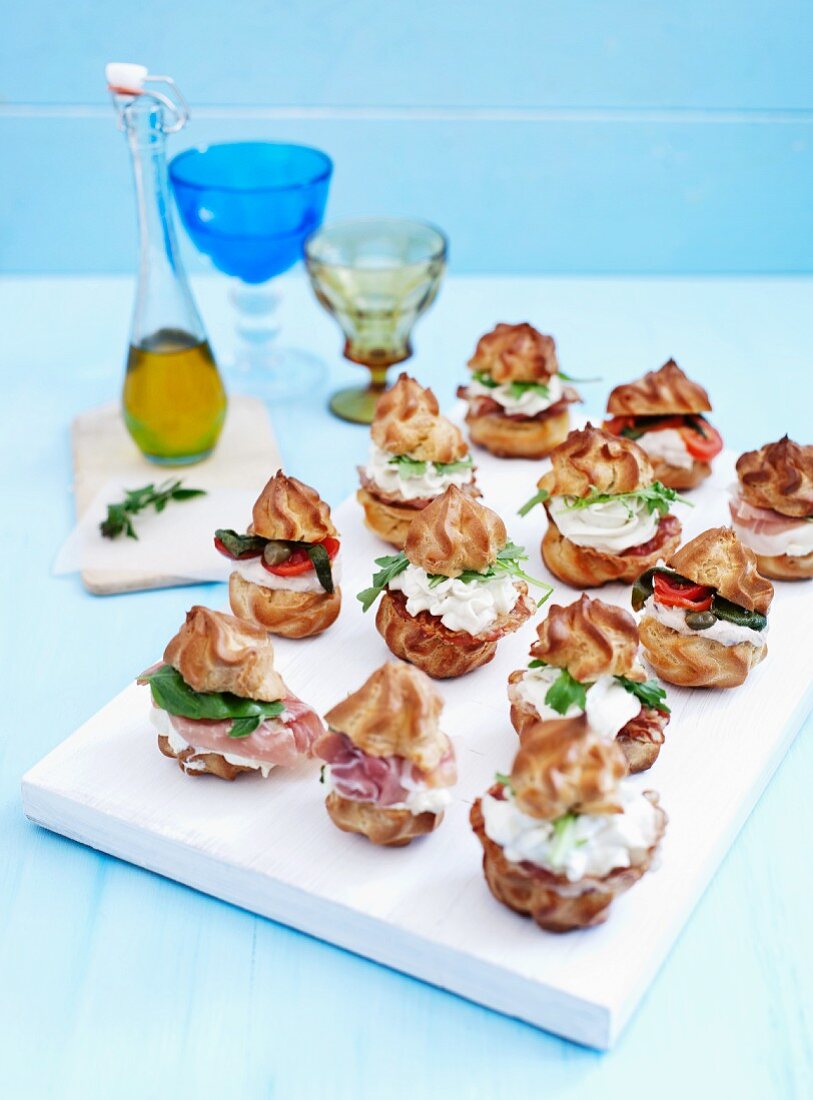 Assorted savoury profiteroles