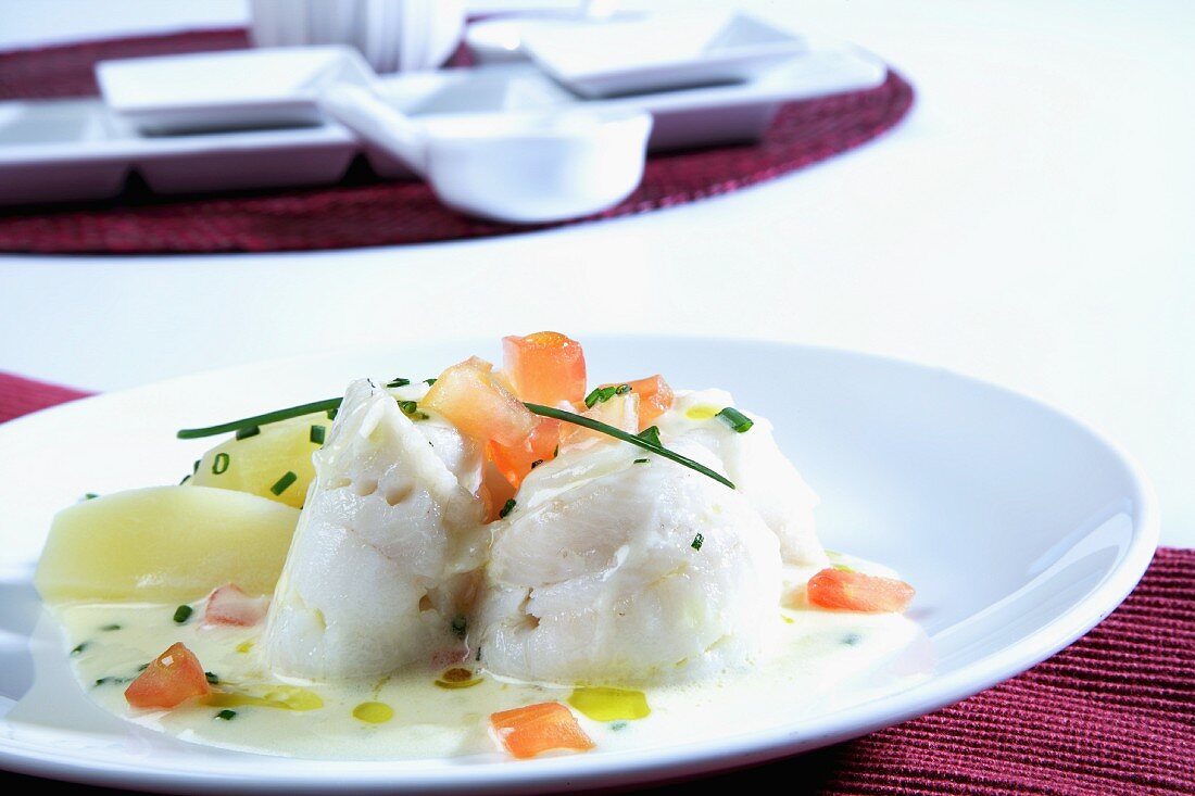 Steamed sole fillets with red wine sauce