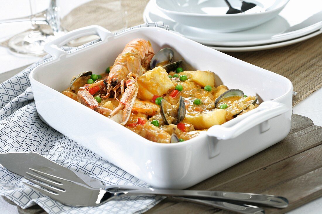 Spanish seafood zarzuela