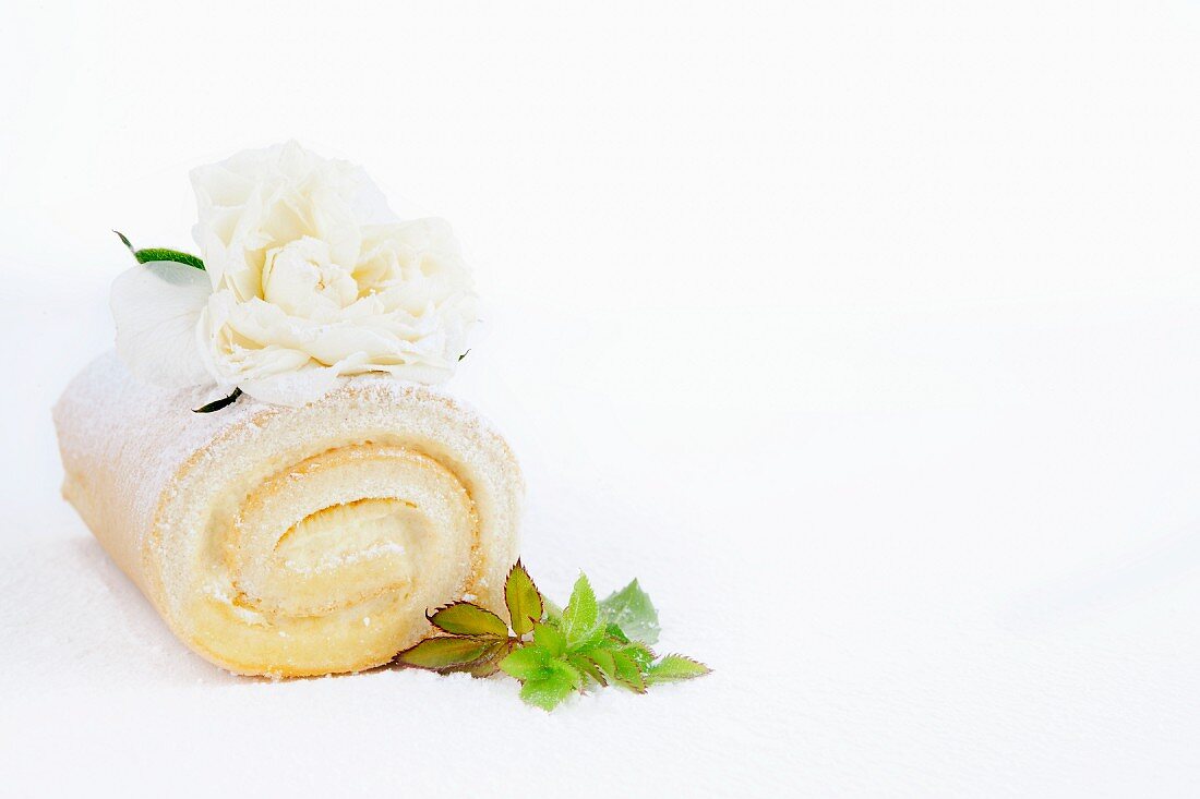 Sponge roll filled with vanilla cream