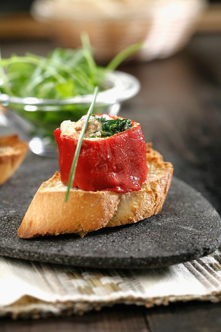 Canape pretty with piquillo peppers