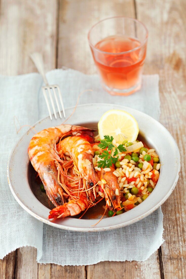 Prawns with tomato rice