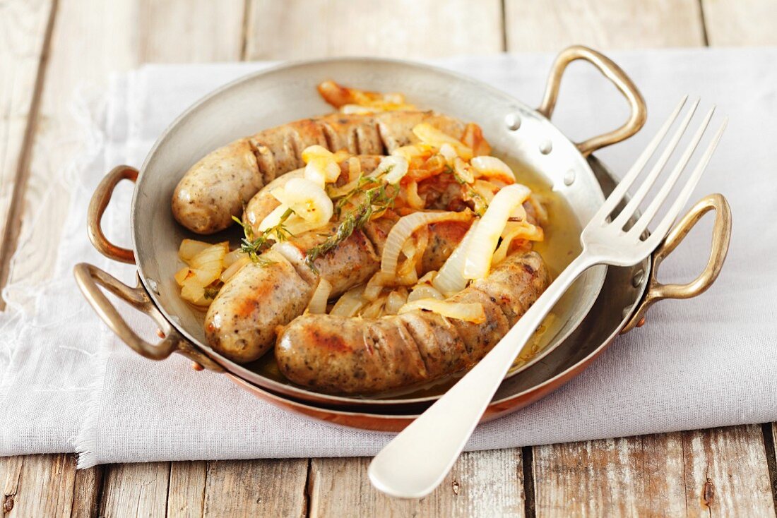 Sausages with onions