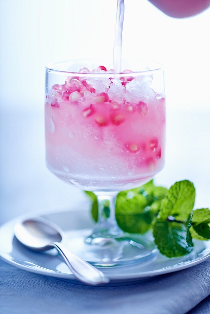 Granita with pomegranate seeds