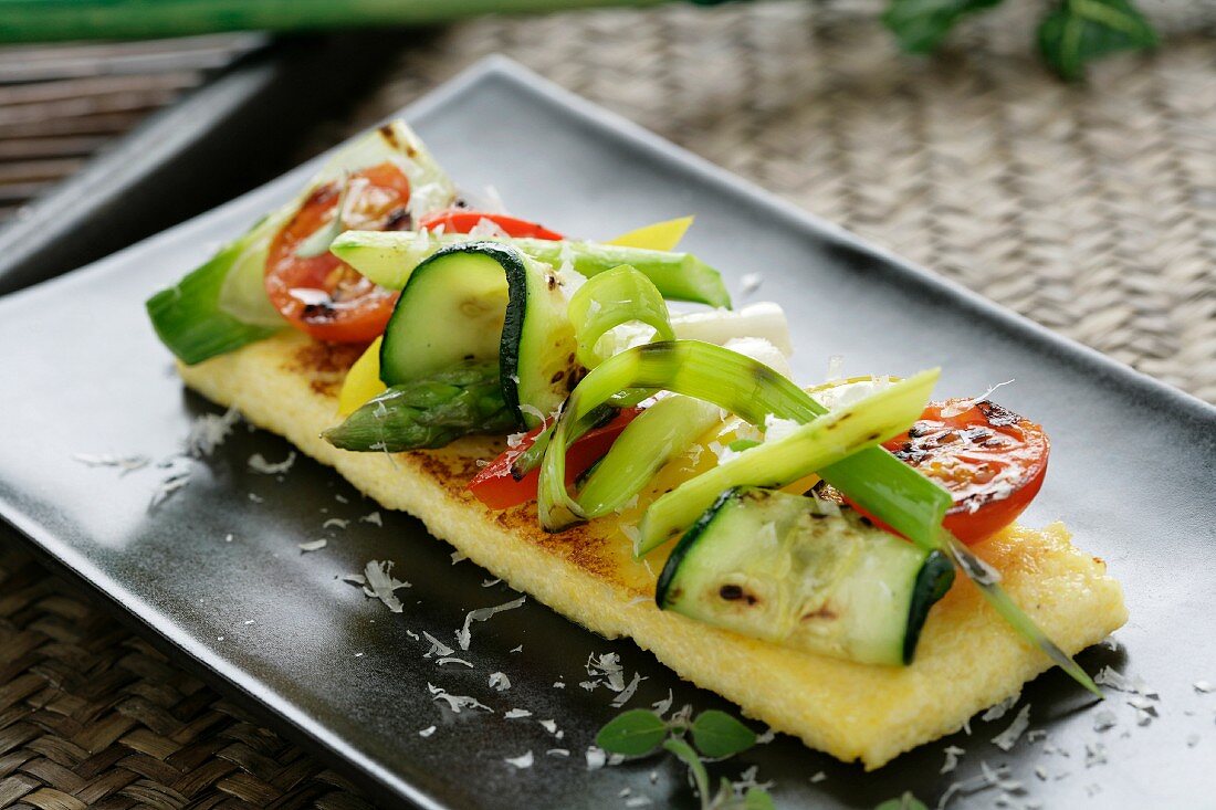 Polenta with grilled vegetables and parmesan