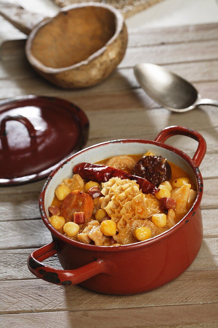 A stew of tripe, chickpeas and chorizo (Spain)