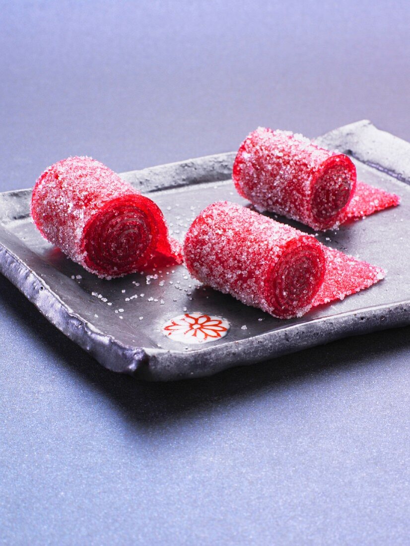 Sweet and sour jelly candies on tray